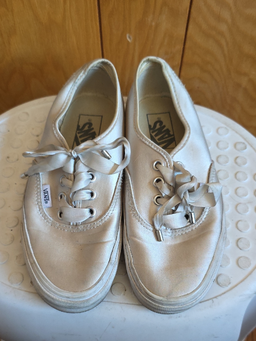 Vans Women's Satin Low-Top Sneakers in Champagne Beige
